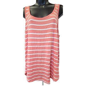 Zenana Tank Top Deep Coral & Ivory Stripe Womens XL New with Tags